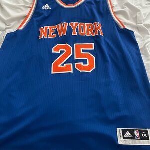 Adidas New York Blue Basketball Jersey with Orange Accents